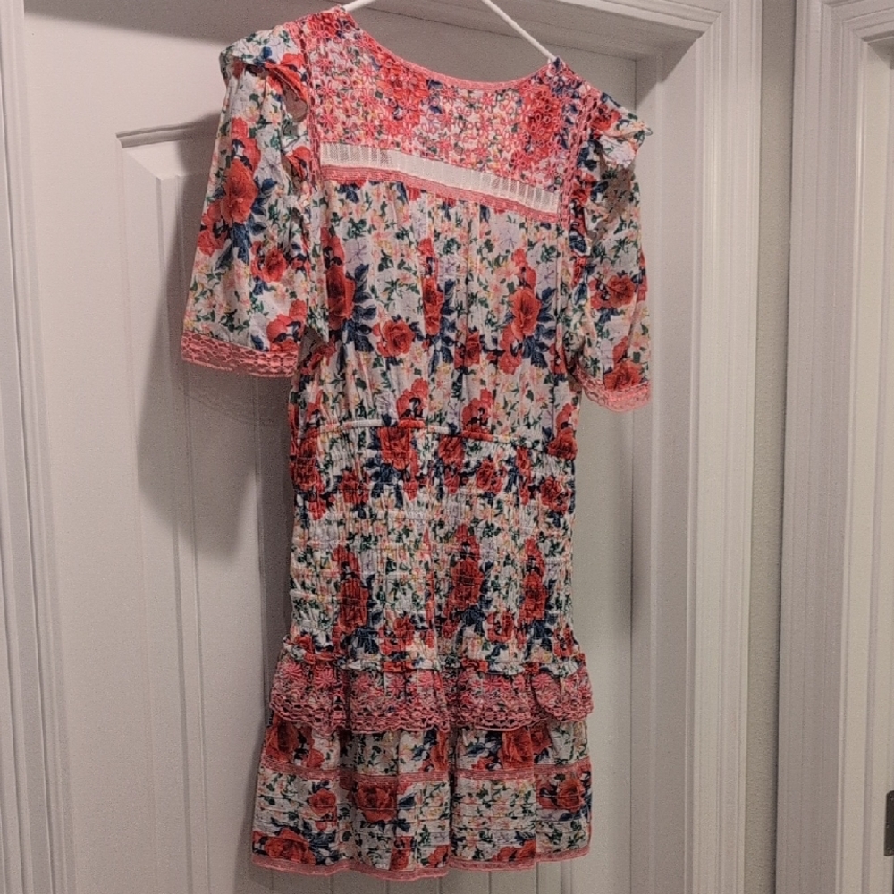 LoveShackFancy Floral Dress with Red and Blue Accents - Picture 5 of 5